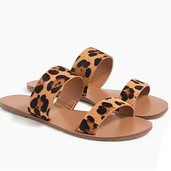 J. Crew Shoes - J.CREW Leopard Calf Hair Easy Slide Sandals Size 6